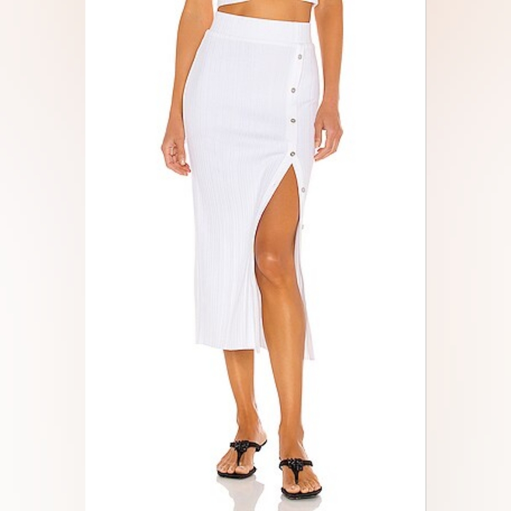 The Range Wave Rib Button-Up‎ Skirt -White - Picture 2 of 10